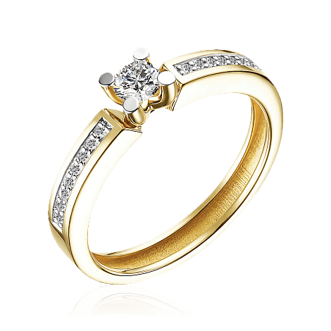 Кольцо с бриллиантами из желтого золота 585 пробы (арт. 103700)
