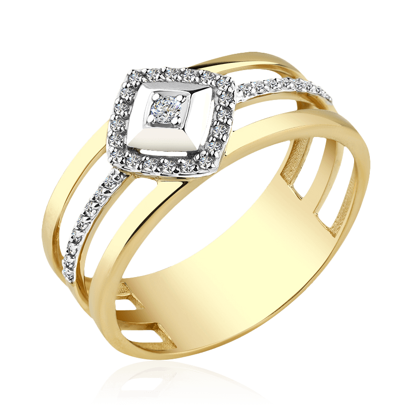 Кольцо с бриллиантами из комбинированного золота 585 пробы (арт. 92257)