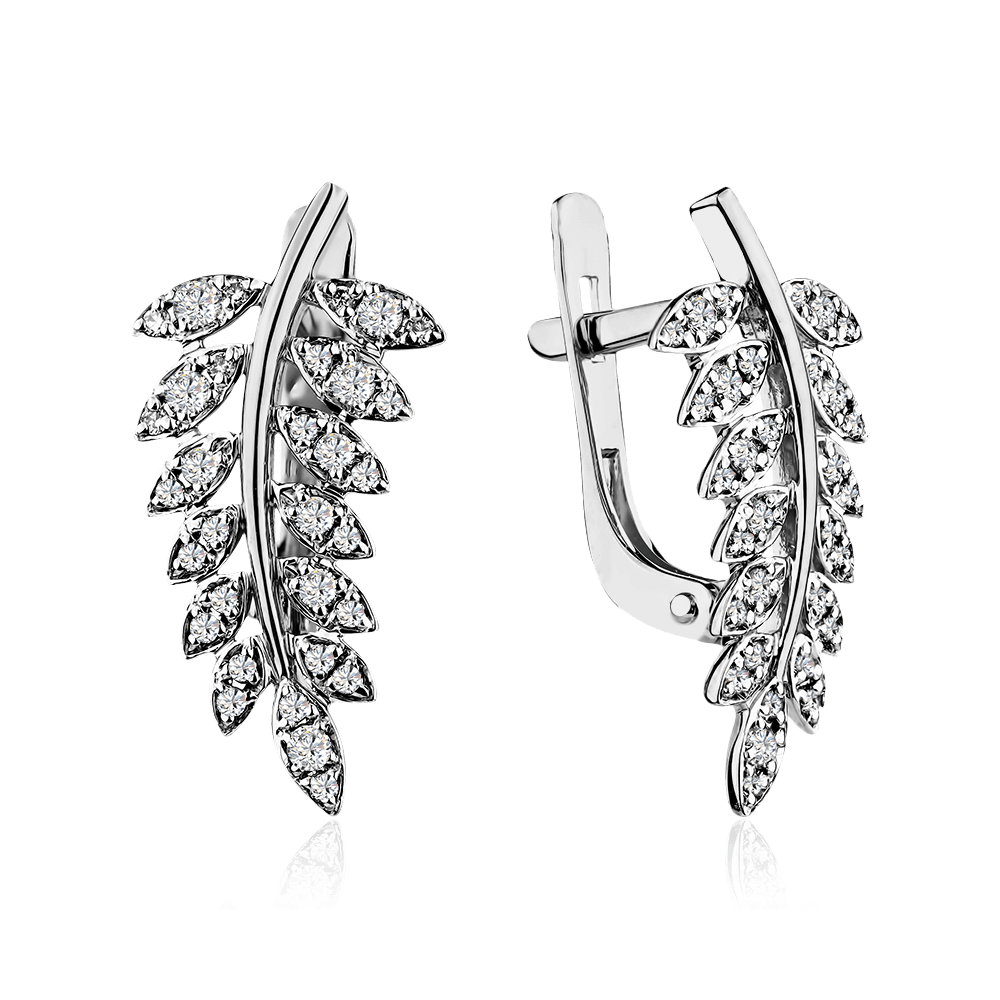 Серьги с бриллиантами из белого золота 585 пробы (арт. 90198)