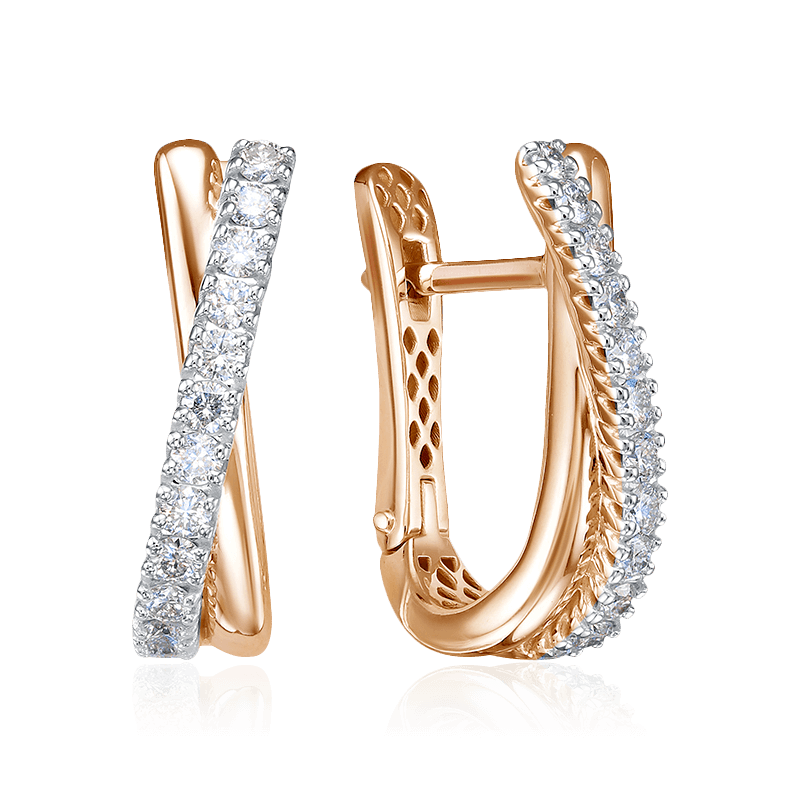 Серьги с бриллиантами из красного золота 585 пробы (арт. 122687)