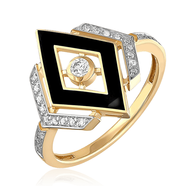 Кольцо с бриллиантами из желтого золота 585 пробы (арт. 47707)