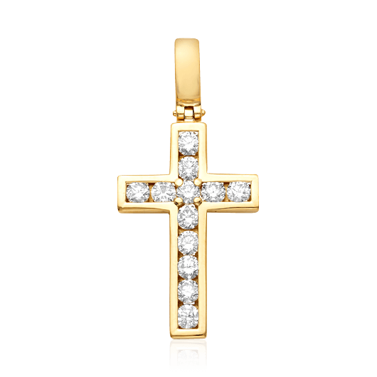 Крест с бриллиантами из красного золота 585 пробы (арт. 54589)