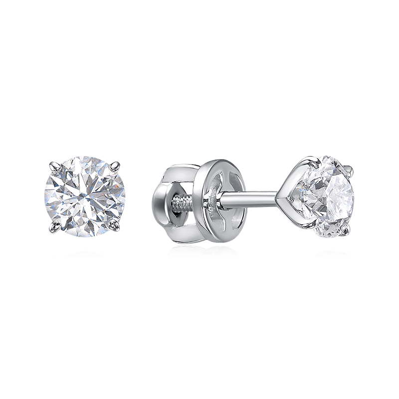 Серьги с бриллиантами из белого золота 585 пробы, фото № 1