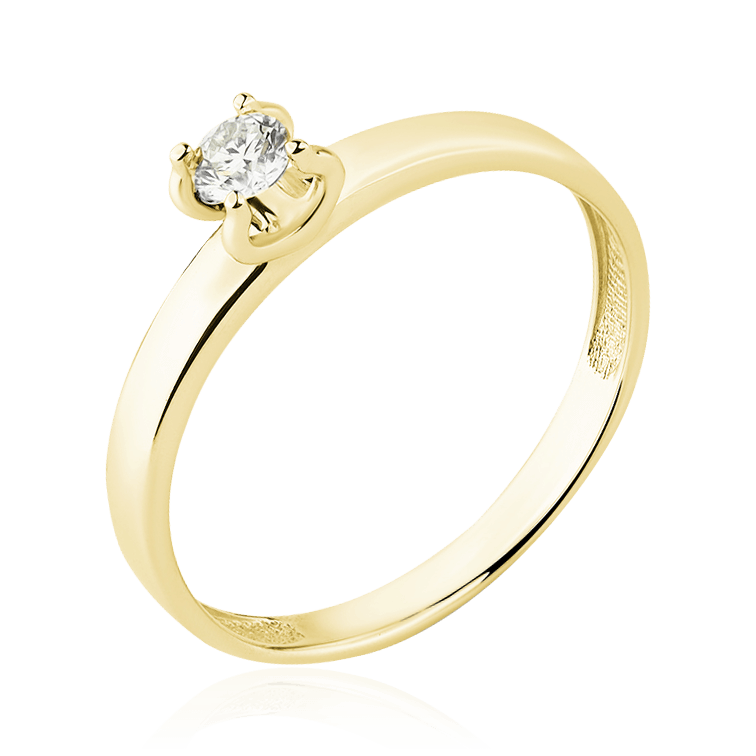 Кольцо с 1 бриллиантом из желтого золота 585 пробы, фото № 1
