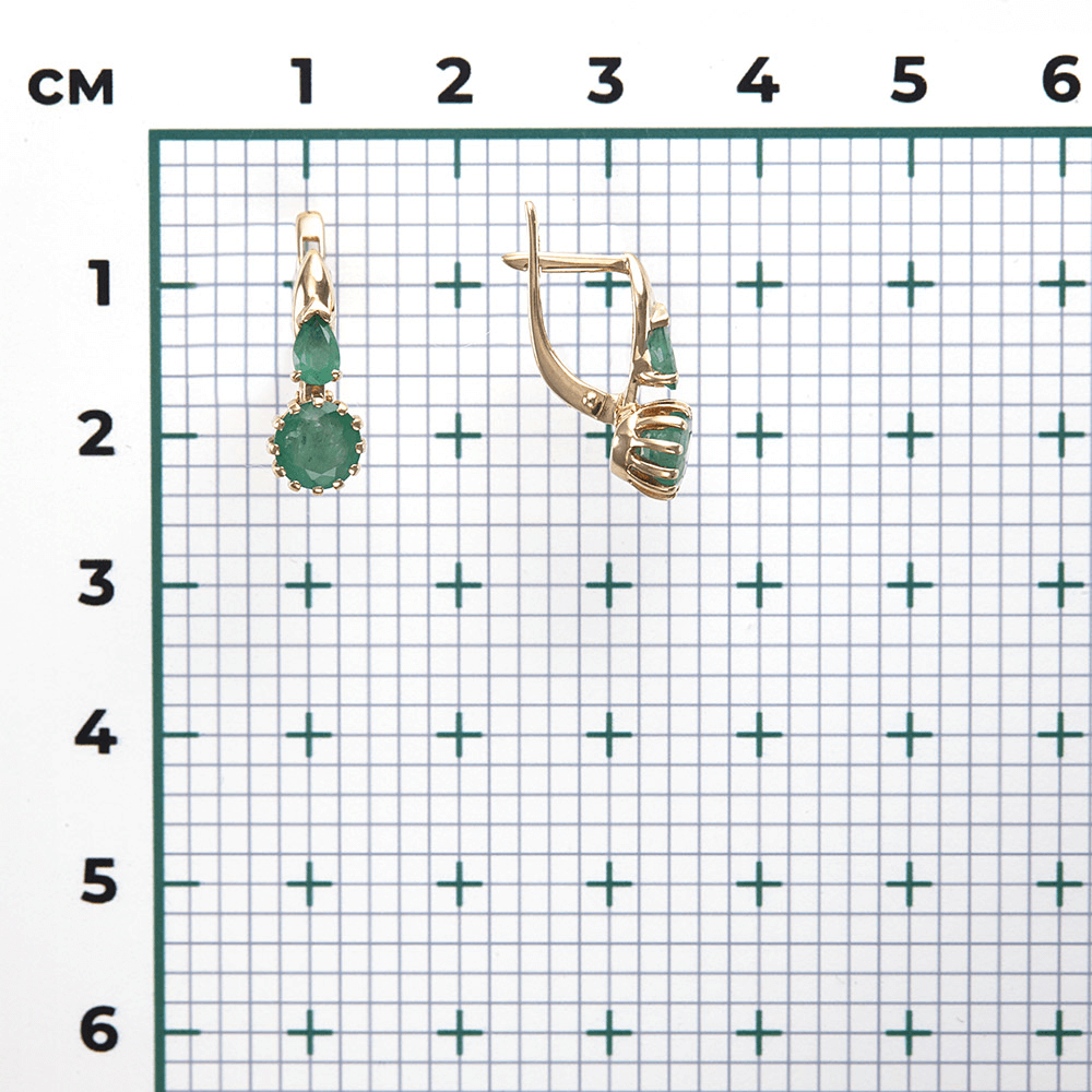 Серьги с изумрудом из красного золота 585 пробы, фото № 3