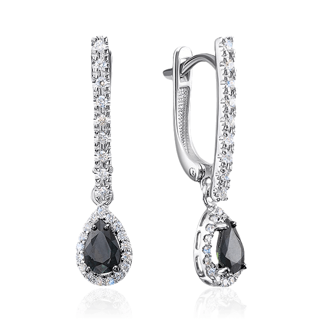 Серьги с бриллиантами из белого золота 585 пробы, фото № 1