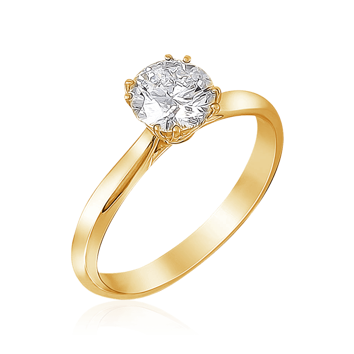 Кольцо с 1 бриллиантом из желтого золота 750 (арт. 60290)