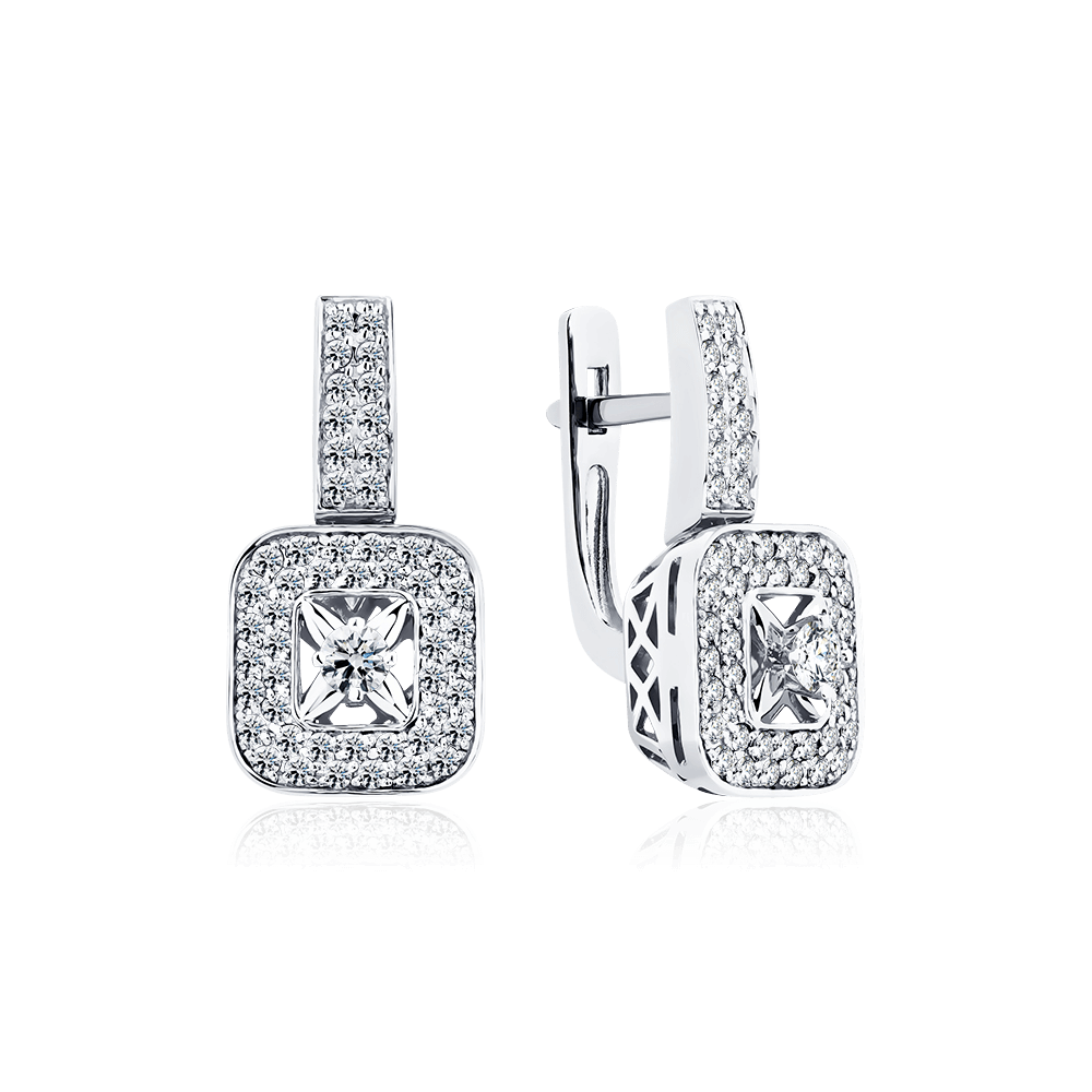 Серьги с бриллиантами из белого золота 585 пробы (арт. 111094)