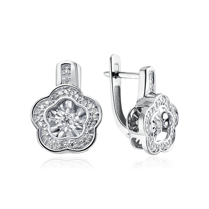 Серьги с бриллиантами из белого золота 585 пробы (арт. 120965)