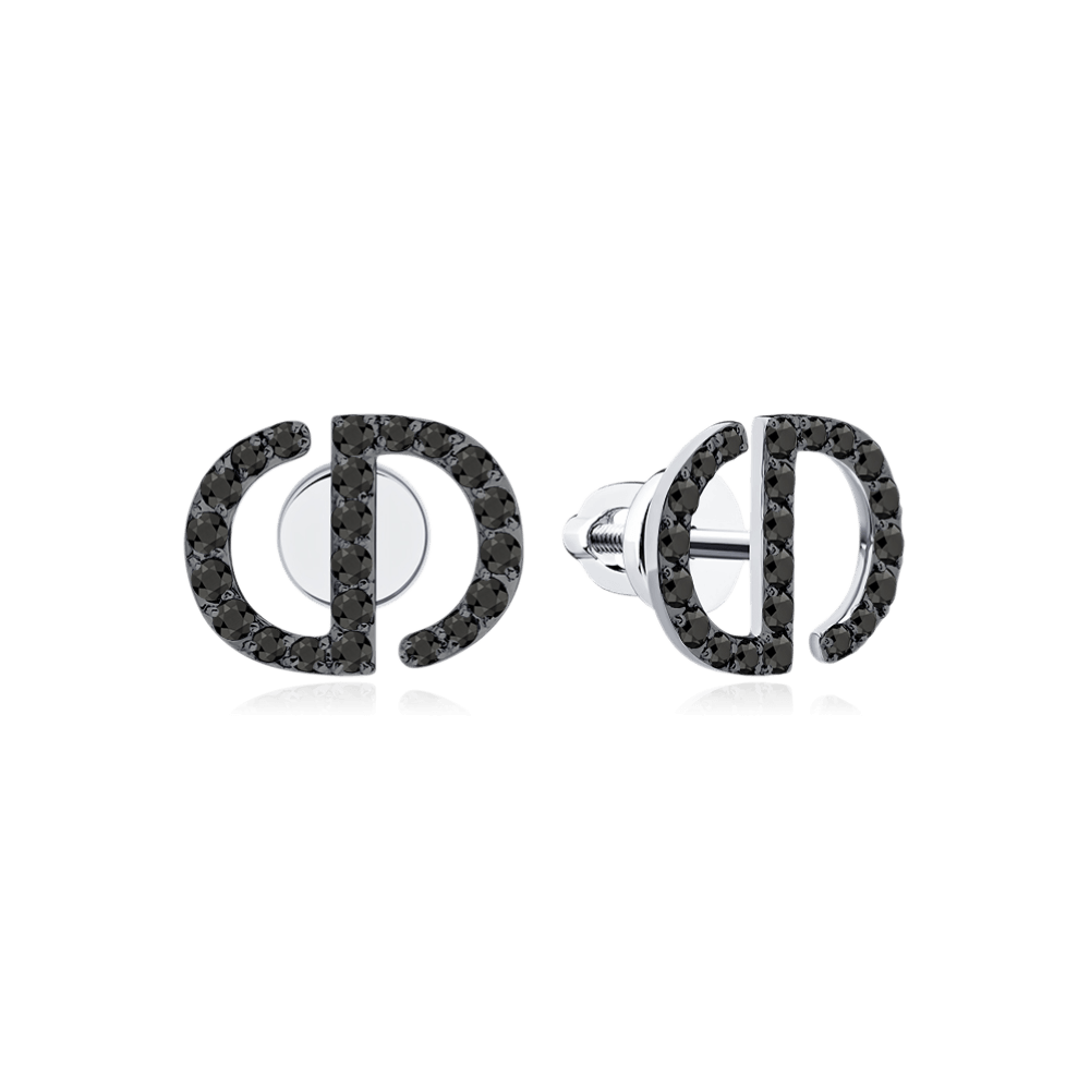 Серьги с монограммой Chanel с бриллиантами из белого золота 585 пробы (арт. 128544)