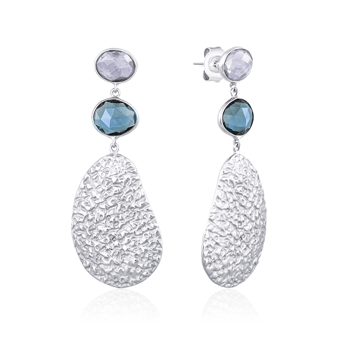 

Серьги с халцедоном, кварцем из серебра 925 пробы