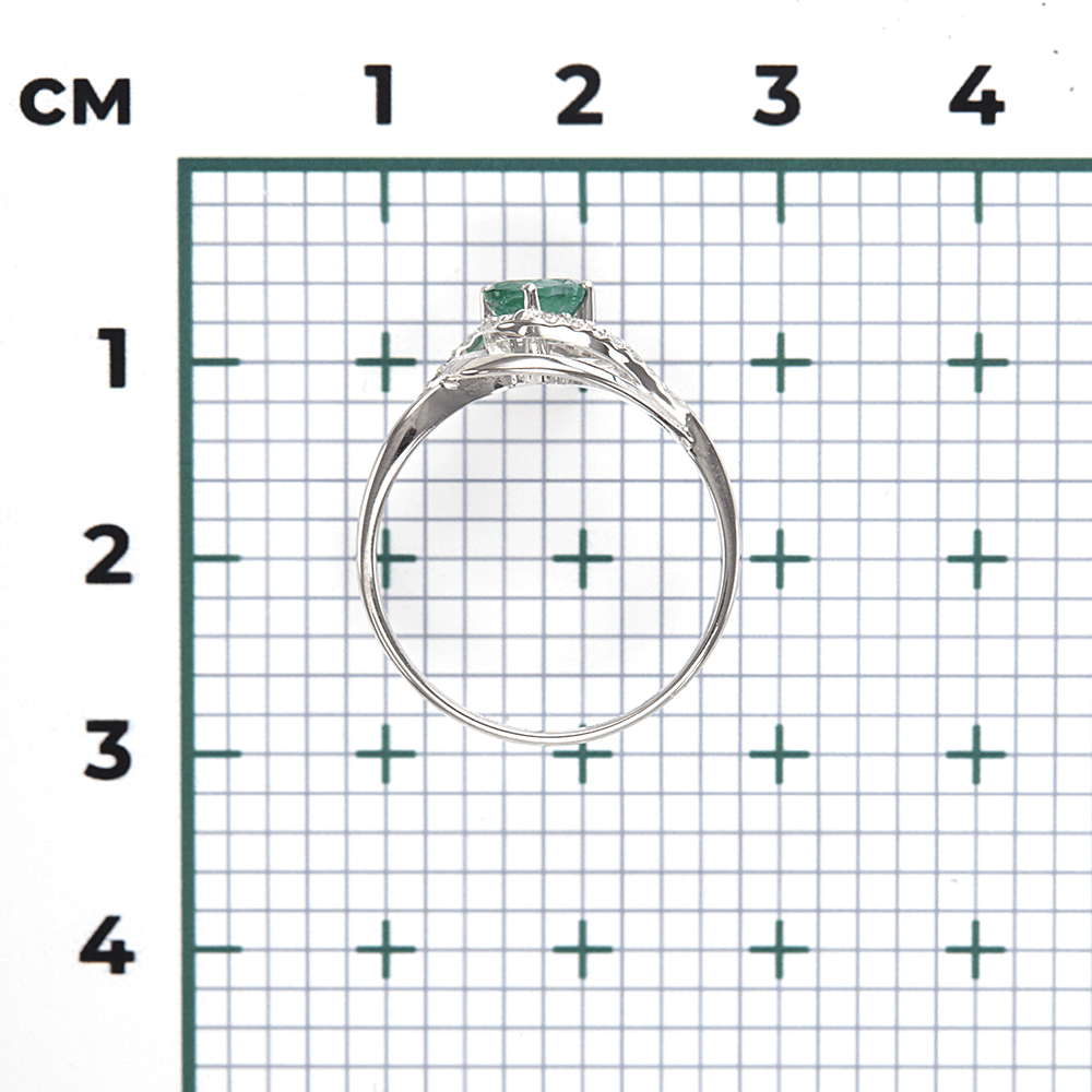 Кольцо с изумрудом, бриллиантами из белого золота 585 пробы, фото № 3