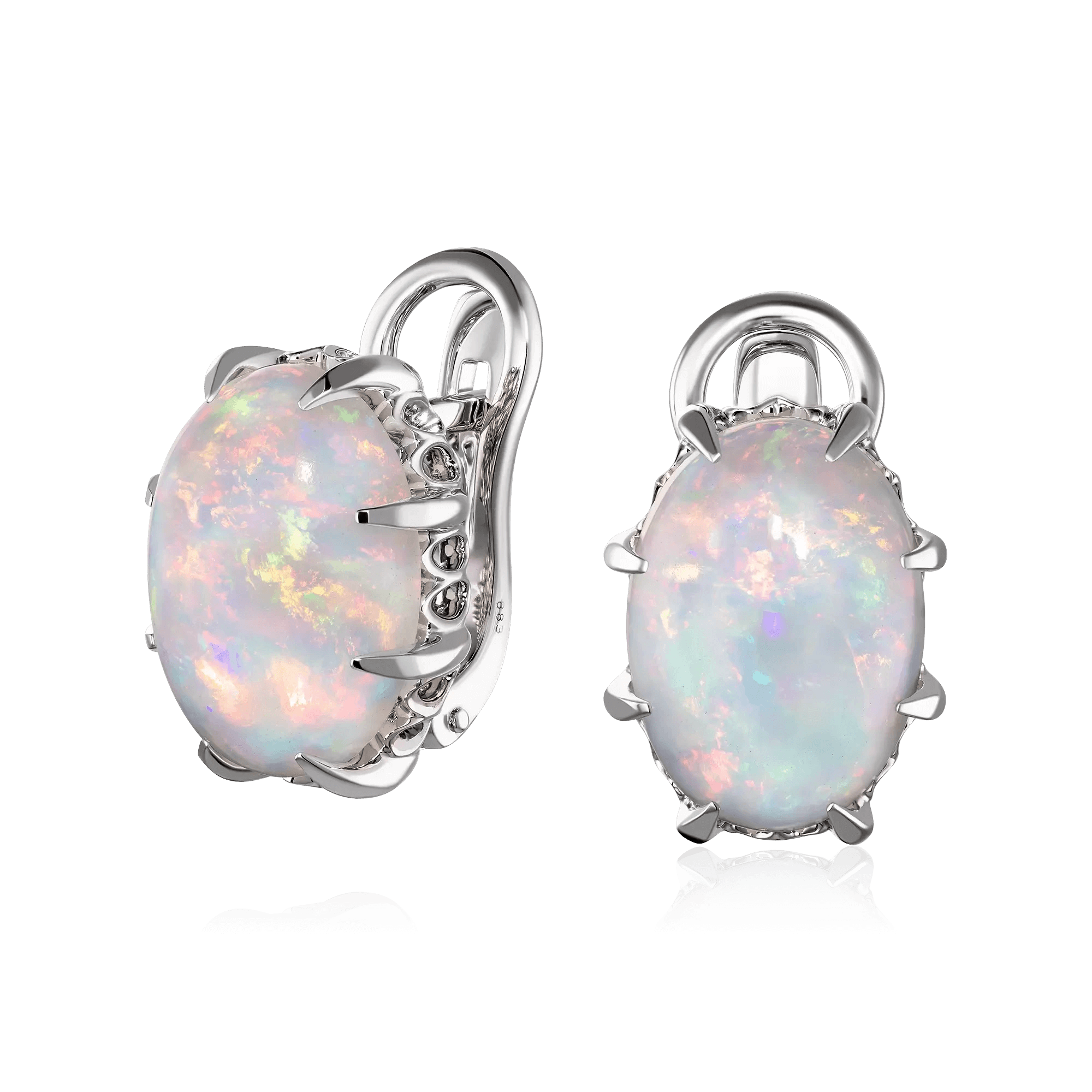 Серьги с опалом из белого золота 585 пробы (арт. 127239)