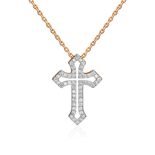Крест с бриллиантами из красного золота 585 пробы (арт. 89598)