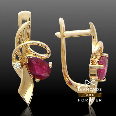 

Серьги с рубином, бриллиантами из красного золота 585 пробы