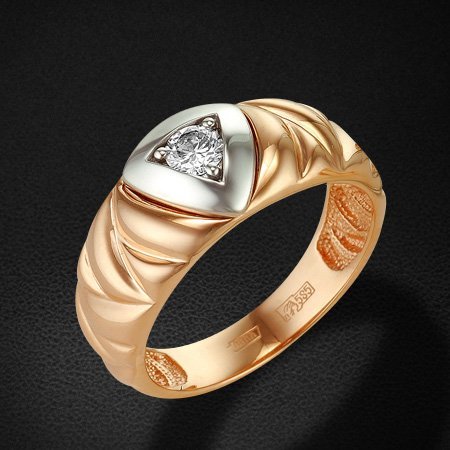 Мужское кольцо с бриллиантами из комбинированного золота 585 пробы (арт. 34248)