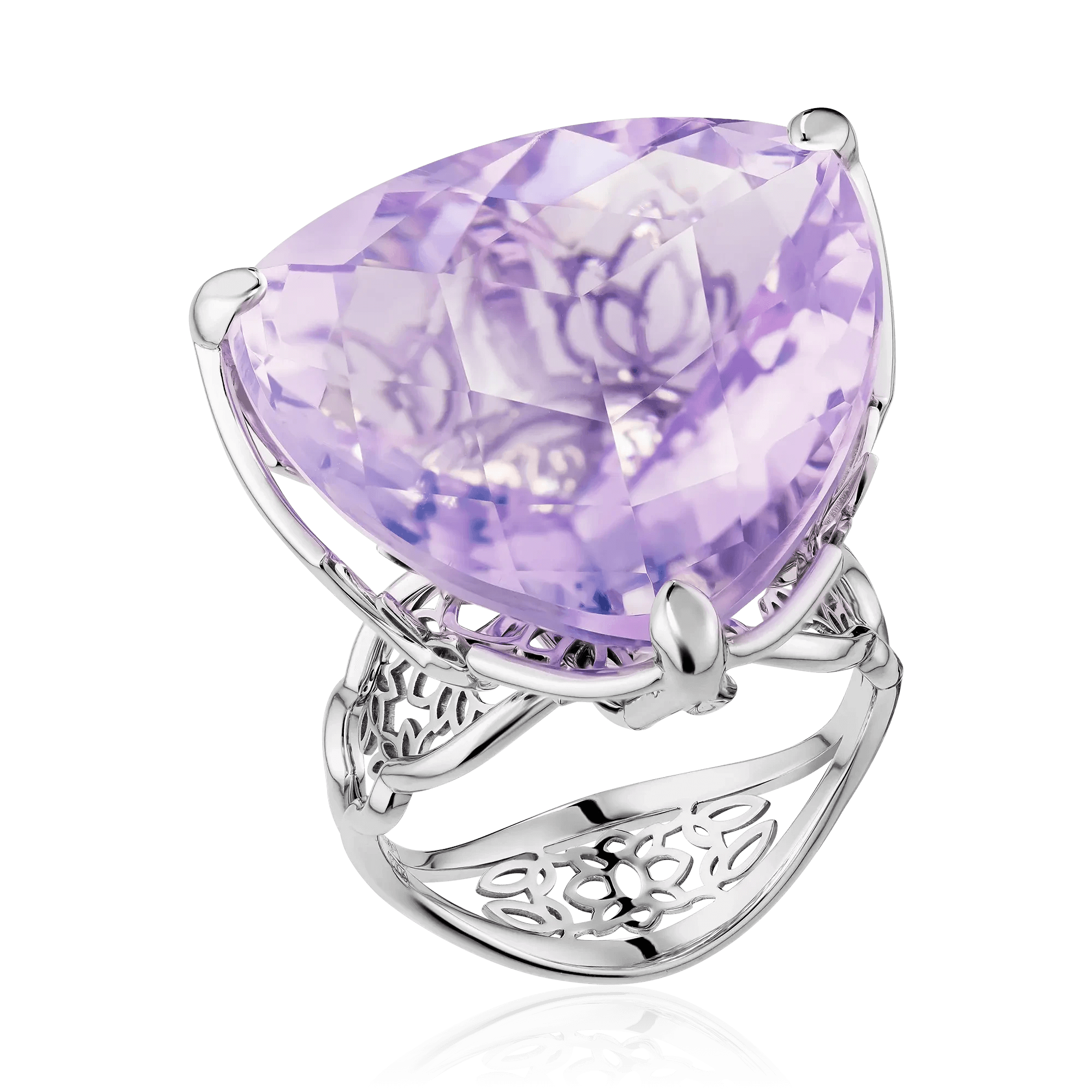 Кольцо с аметистом из белого золота 585 пробы (арт. 127511)