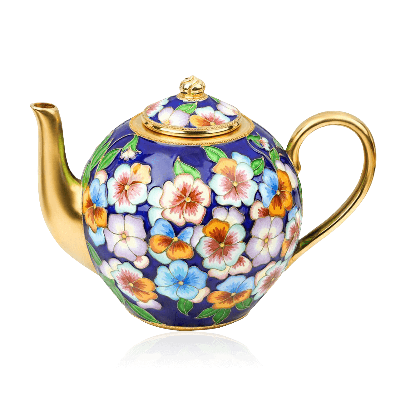Чайник Цветы из серебра 925 пробы (арт. 105904)