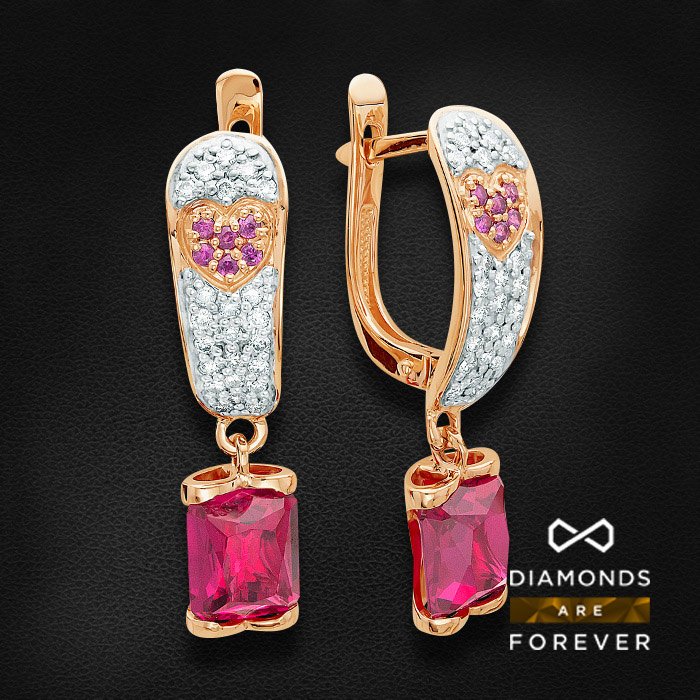 

Серьги с рубином, бриллиантами, корундом из красного золота 585 пробы
