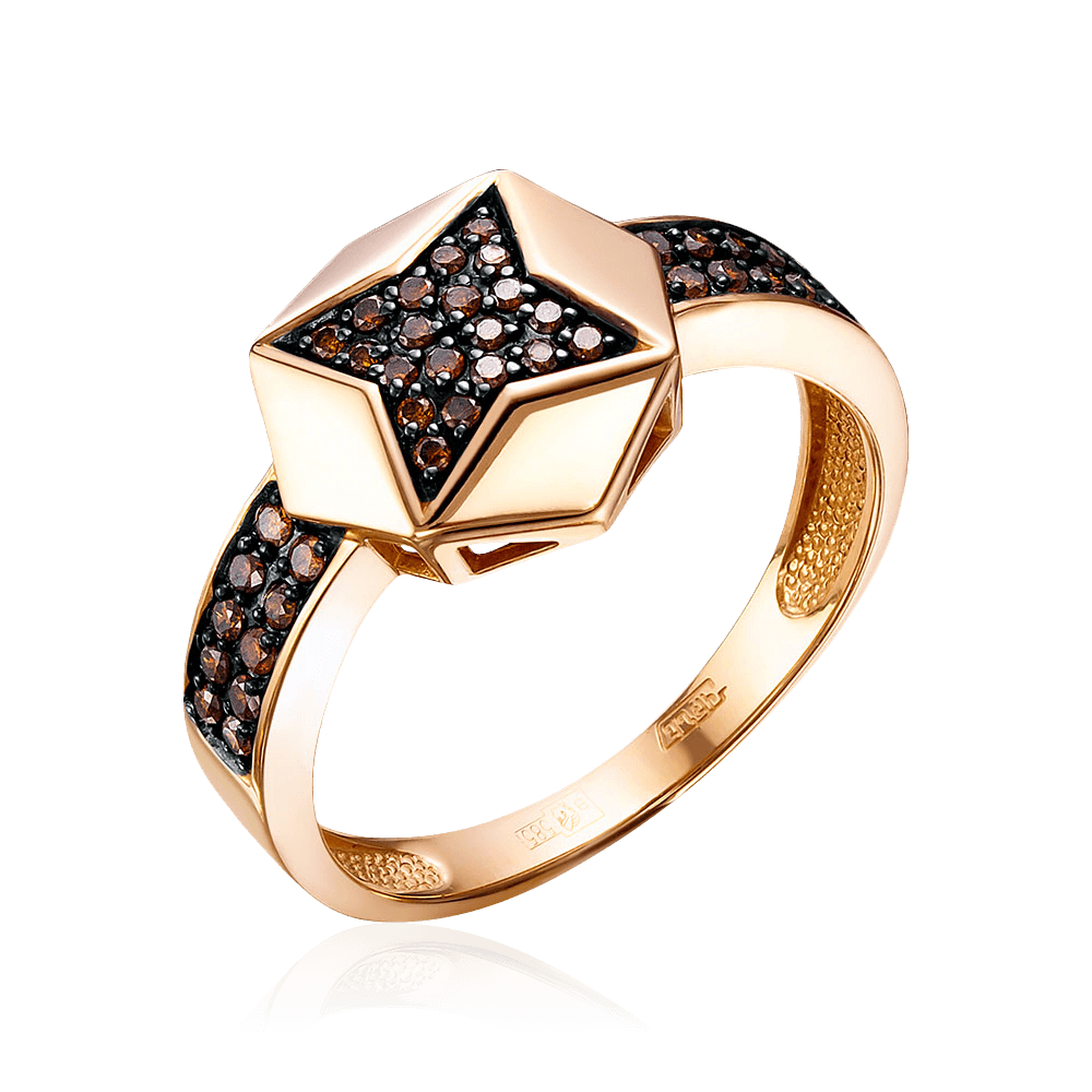 Кольцо с бриллиантами из красного золота 585 пробы (арт. 96981)