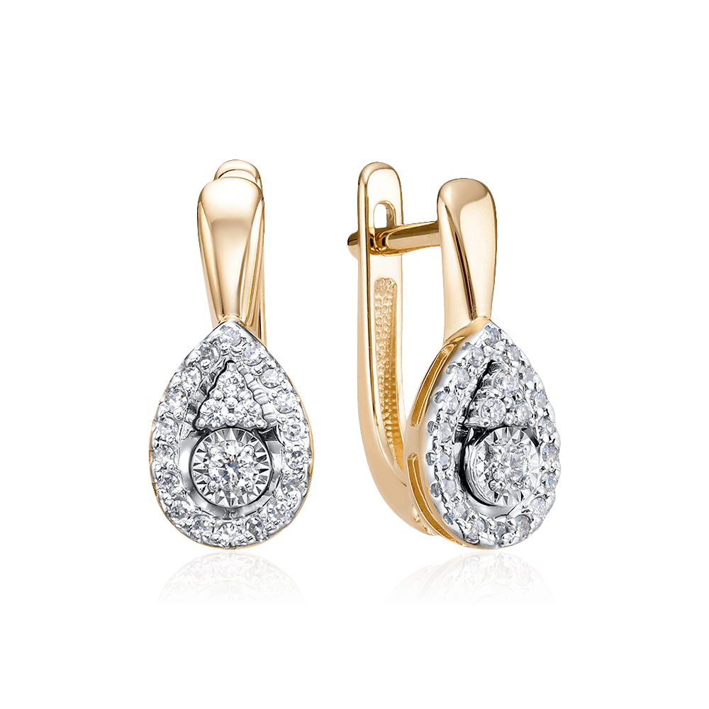 Серьги с бриллиантами из красного золота 585 пробы, фото № 1