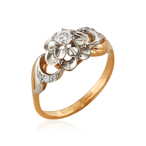 Кольцо с бриллиантами из комбинированного золота 585 (арт. 62889)