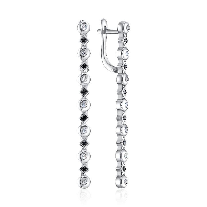 Серьги с бриллиантами из белого золота 585 пробы (арт. 93684)