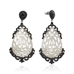 Серьги с фианитами, перламутром из серебра 925 пробы (арт. 50288)