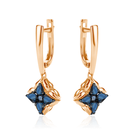 Серьги с сапфиром из красного золота 585 пробы, фото № 1