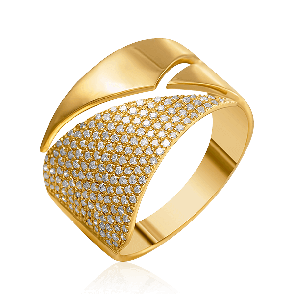 Кольцо с бриллиантами в желтом золоте 585, фото № 1