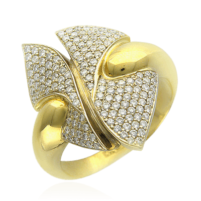 Кольцо с россыпью бриллиантов из комбинированного золота 750, фото № 1