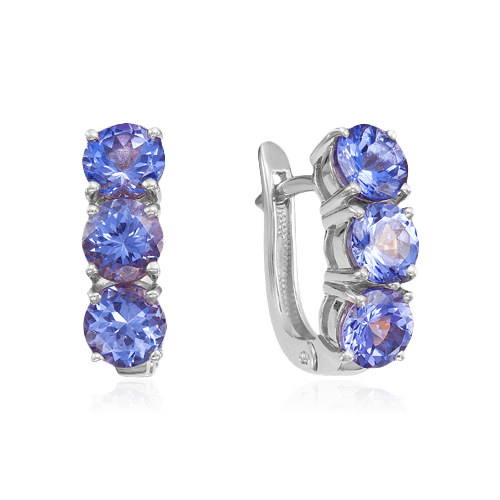 Серьги с танзанитом из белого золота 585 пробы (арт. 117867)