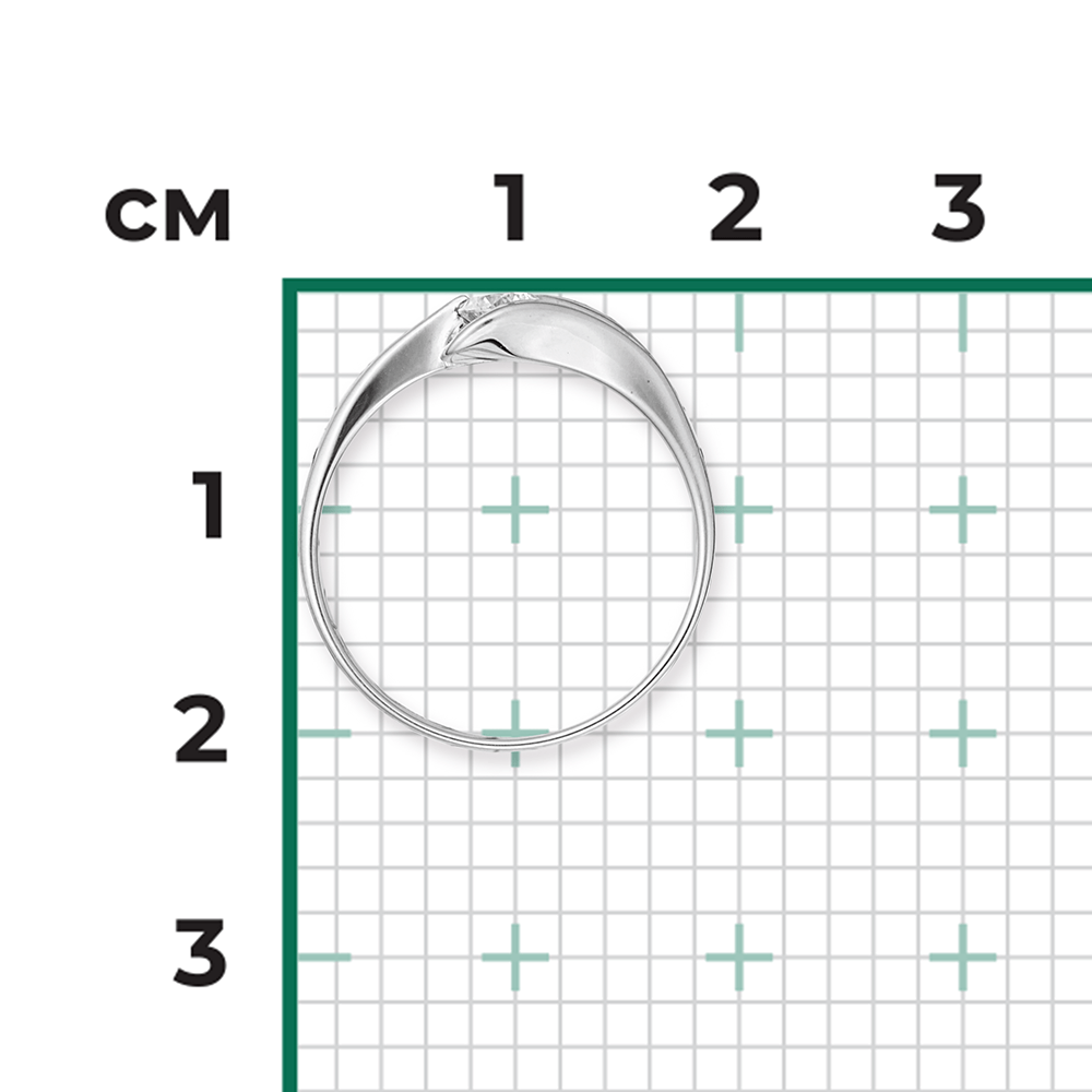 Кольцо с 1 бриллиантом из белого золота 585, фото № 3