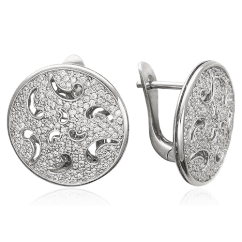 Серьги с бриллиантами из белого золота 750 пробы (арт. 12272)