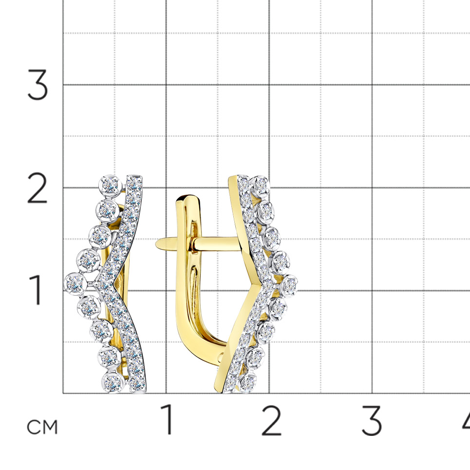 Серьги с бриллиантами из желтого золота 585 пробы, фото № 2
