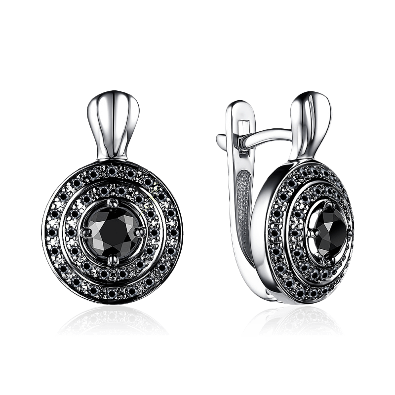 Серьги  с бриллиантами из белого золота 585 пробы, фото № 1