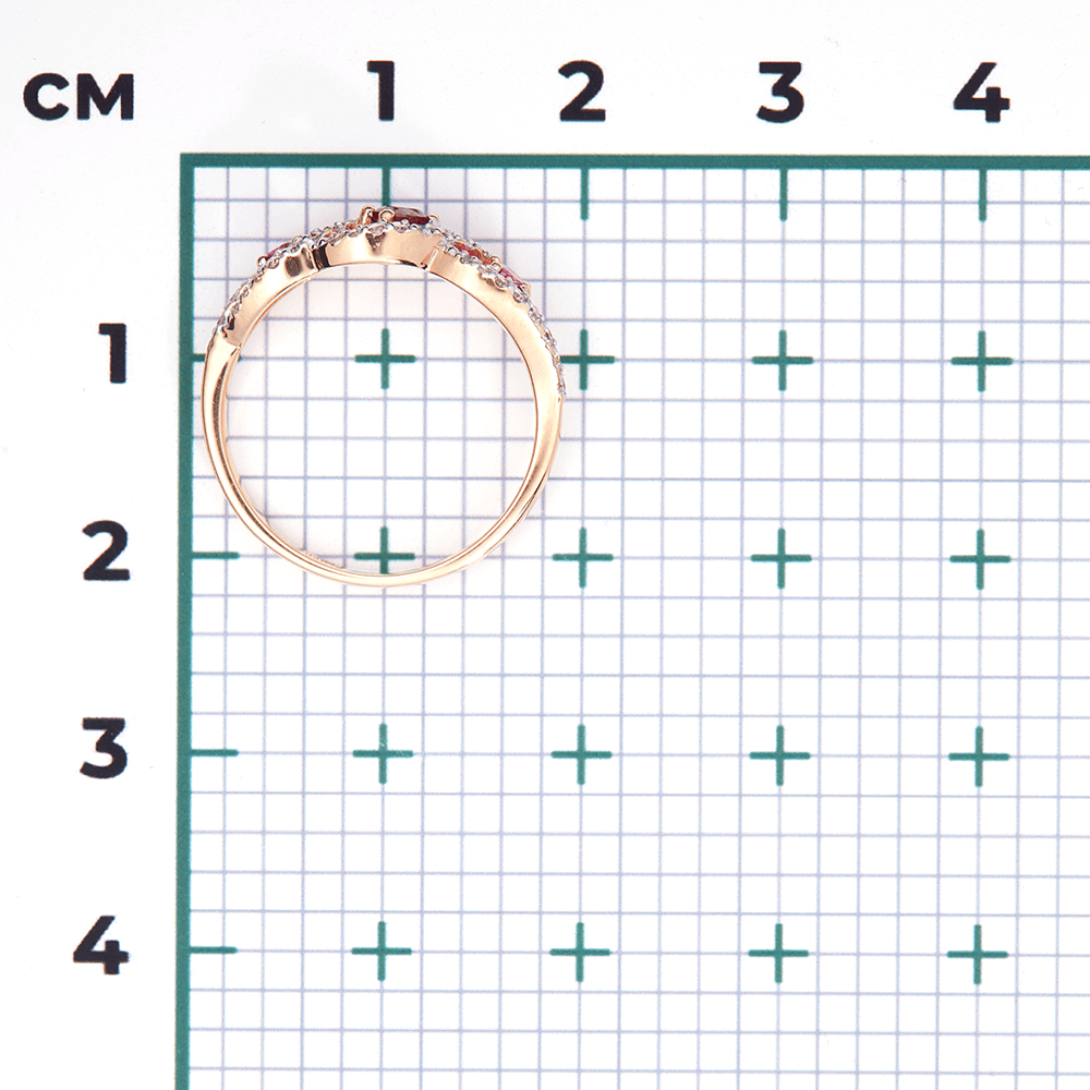 Кольцо с рубином, бриллиантами из красного золота 585 пробы, фото № 3