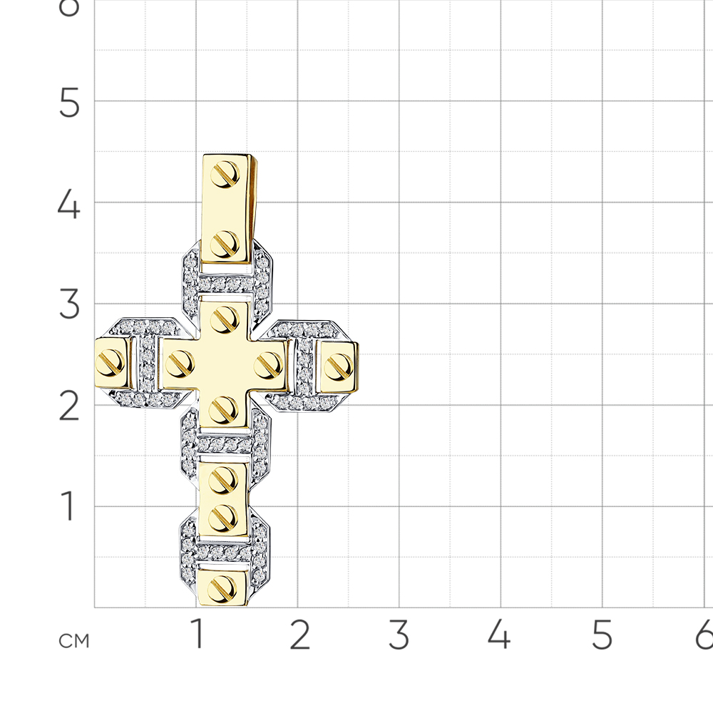 Крест с бриллиантами из желтого золота 585 пробы, фото № 3