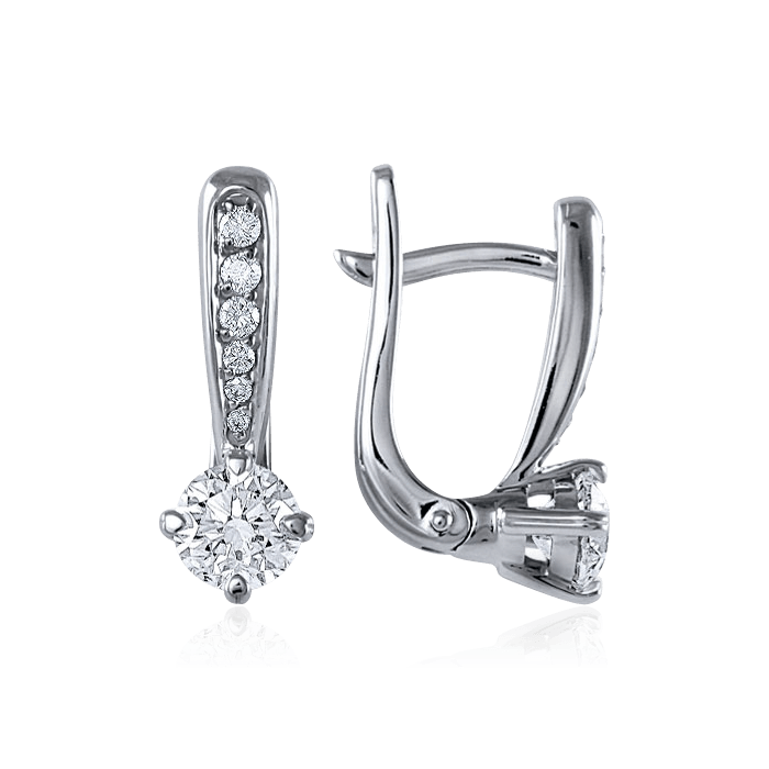 Серьги с бриллиантами из белого золота 585 пробы, фото № 1
