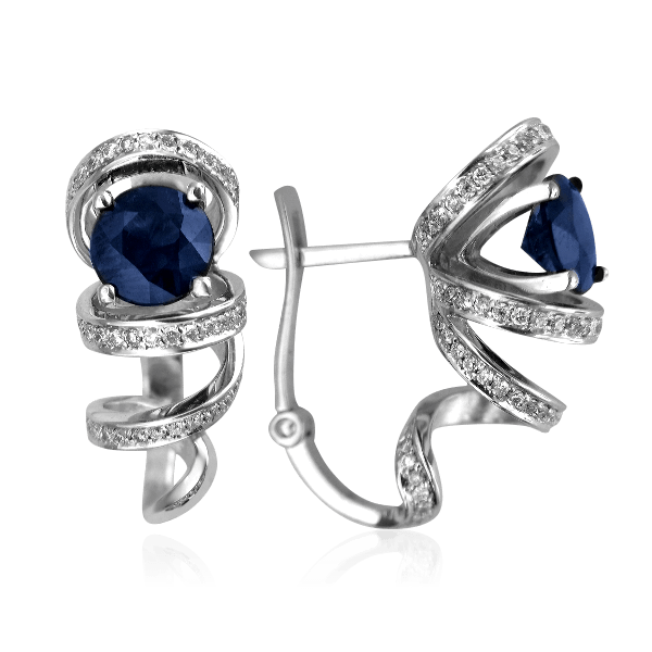

Серьги с сапфиром, бриллиантами из белого золота 750 пробы из коллекции "Garden"