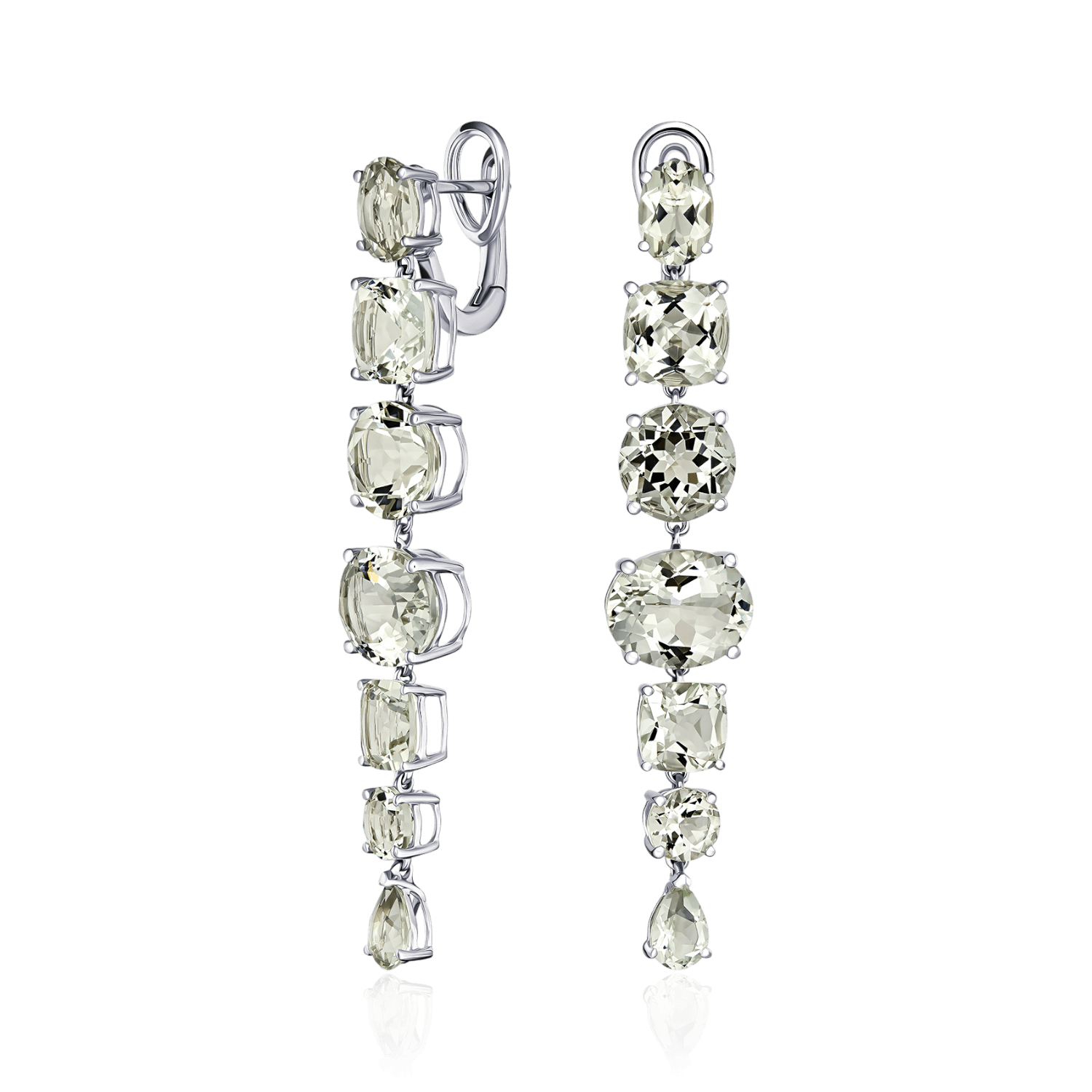Серьги с аметистом из белого золота 585 пробы (арт. 134005)
