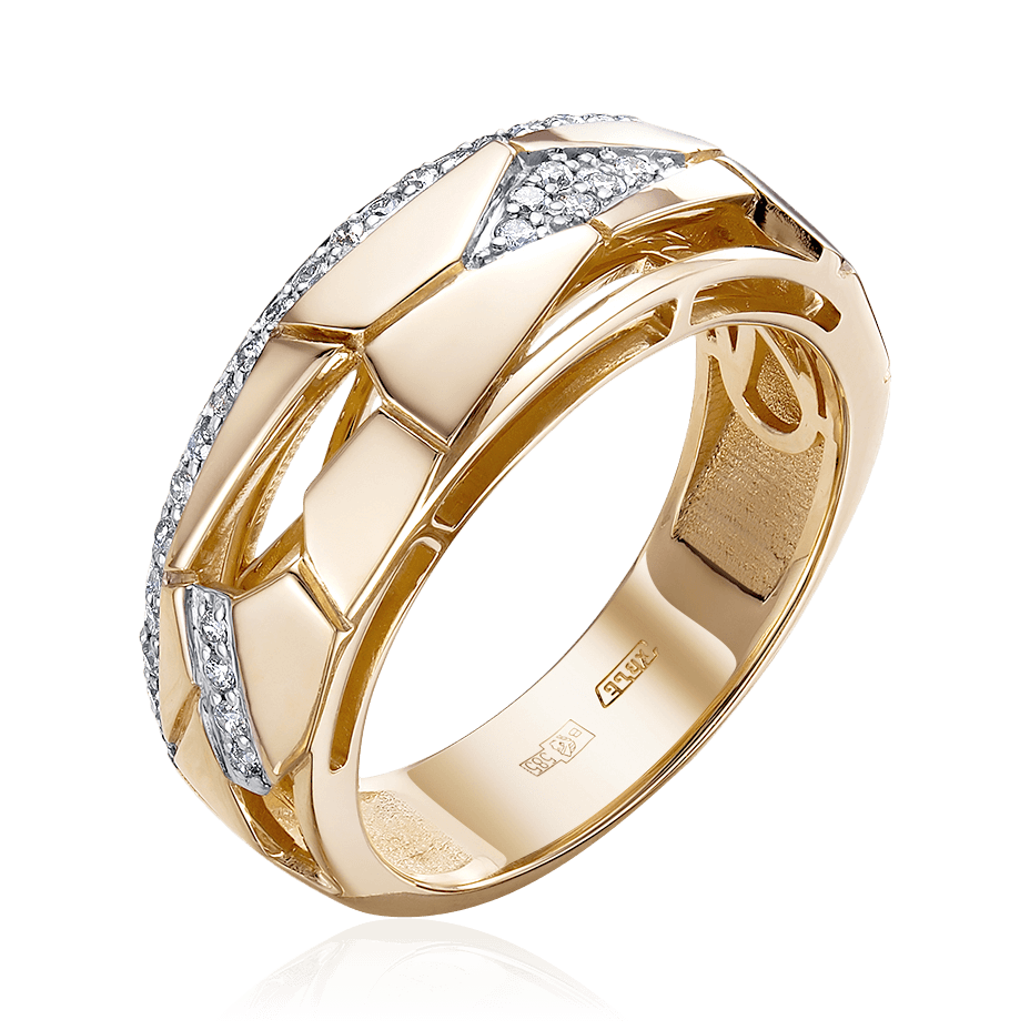 Кольцо с бриллиантами из желтого золота 585 (арт. 82884)