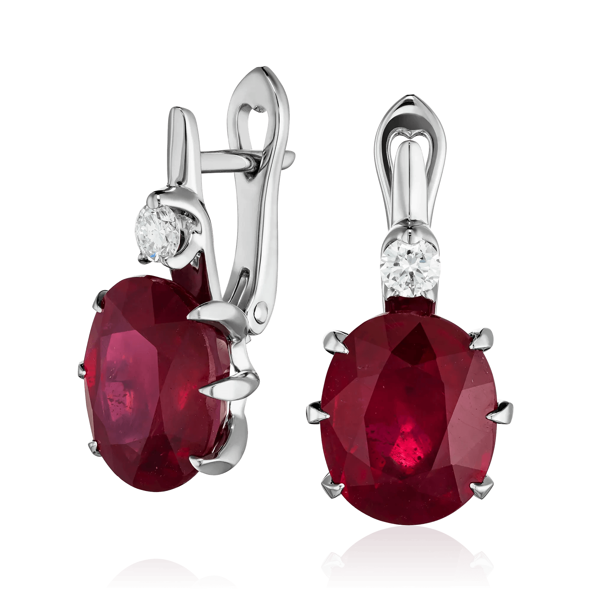 Серьги с рубином, бриллиантами из платины 950 пробы (арт. 127331)
