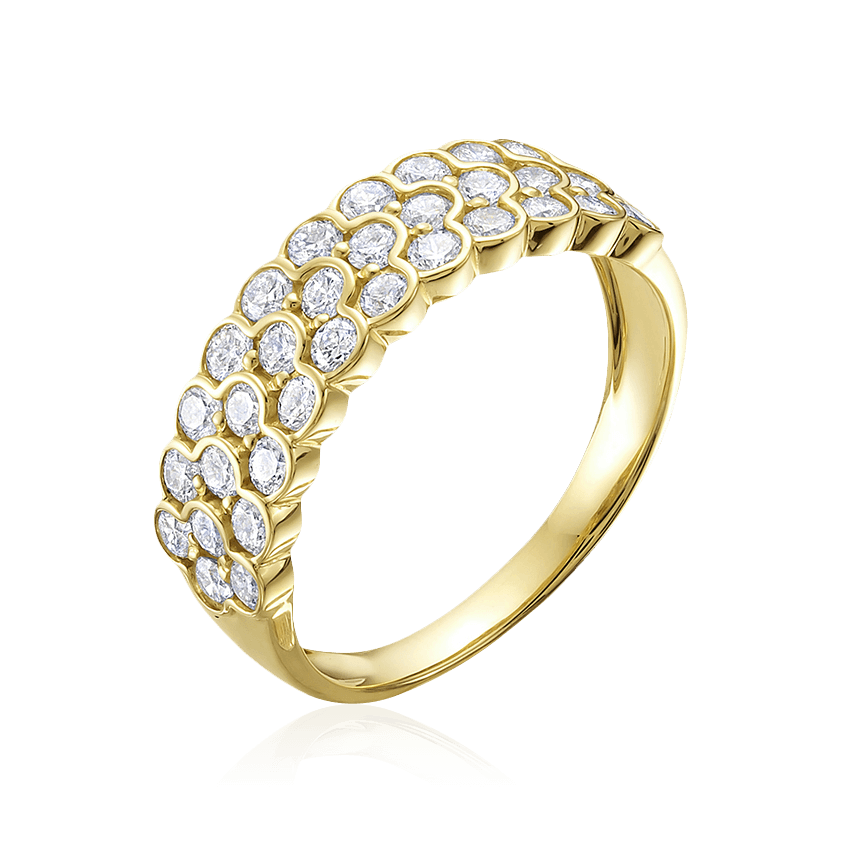 Кольцо с бриллиантами из желтого золота 585 пробы (арт. 101089)