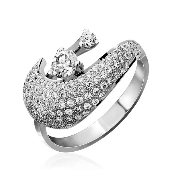 Кольцо с бриллиантами из белого золота 585, фото № 1