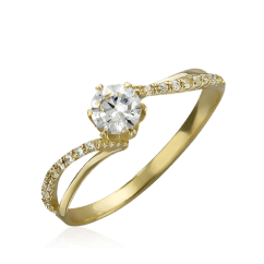 Кольцо с фианитами из желтого золота 585 пробы (арт. 40148)