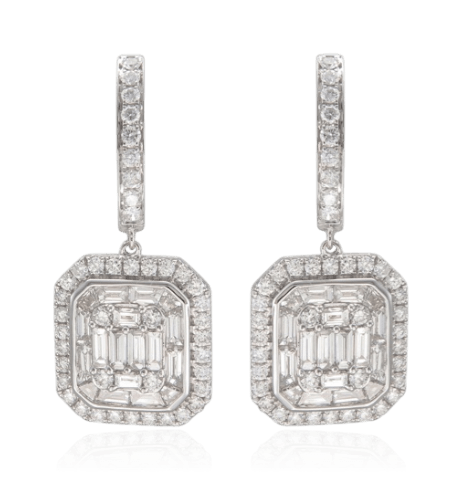 Серьги с бриллиантами из белого золота 750 пробы (арт. 134007)