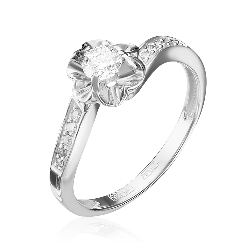 Кольцо с бриллиантами из белого золота 585 (арт. 52591)
