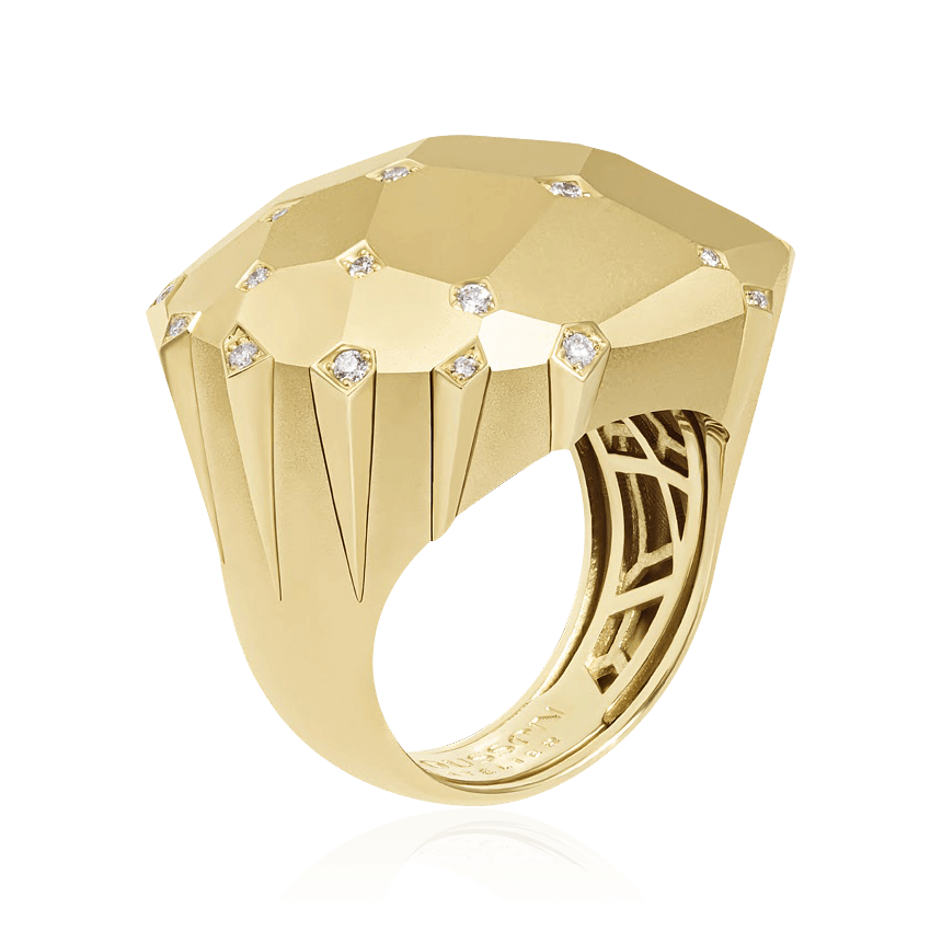 Кольцо с бриллиантами из желтого золота 750 (арт. 89927)