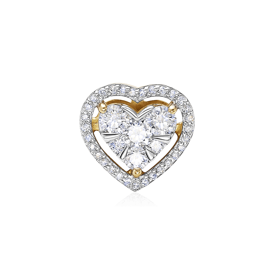 Кулон Сердце с бриллиантами из желтого золота 585 пробы (арт. 100635)